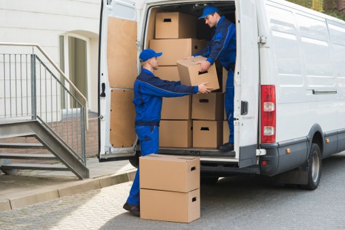 Prepared moving truck with packed boxes ready for a Greenwich move