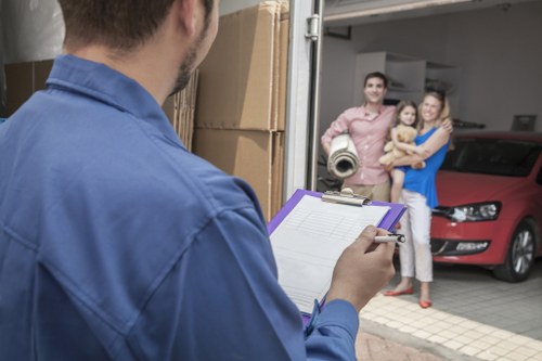 Packing and loading belongings into a moving van
