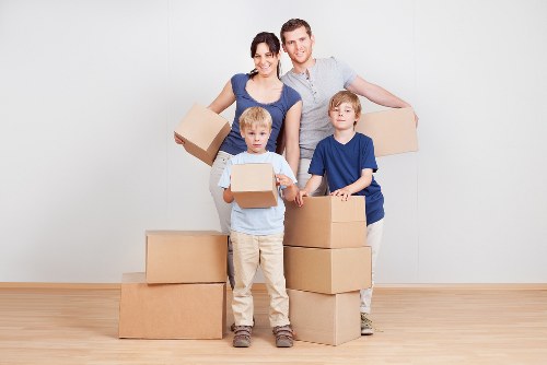 Moving boxes and household items being prepared for a Greenwich removal