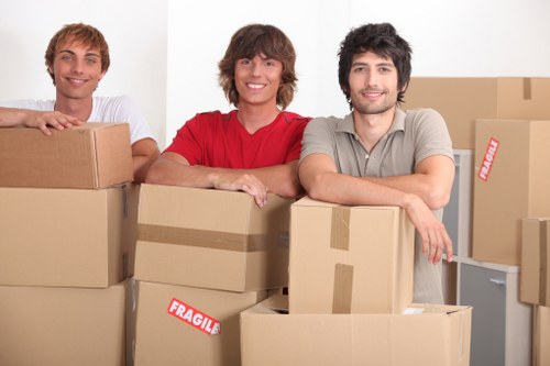 Packed moving boxes ready for urgent removals in Greenwich