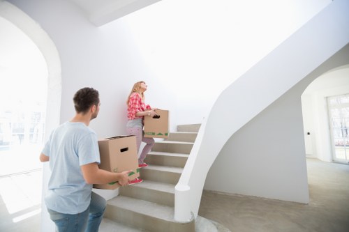 Office relocation equipment being handled by a removal company in Greenwich